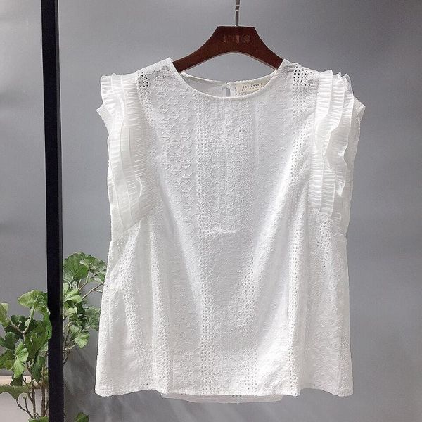 women's blouses & shirts summer sleeveless lace hollow tank embroidered shirt, White
women's blouses & shirts summer sleeveless lace hollow tank embroidered shirt, White