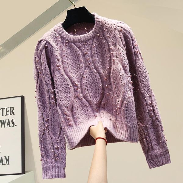 women's sweaters heavy industry beaded pullover sweater 2021 autumn winter clothes loose outer knitted coat female femininos, White;black
women's sweaters heavy industry beaded pullover sweater 2021 autumn winter clothes loose outer knitted coat female femininos, White;black