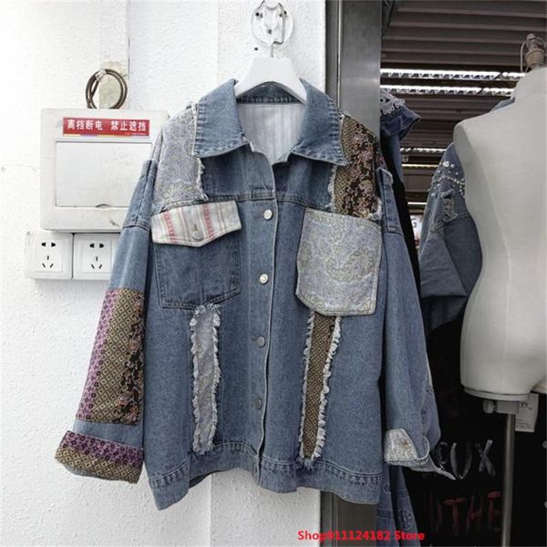 women's jackets european station autumn 2021 hit color stitching printing chinese style short denim jacket female loose, Black;brown
women's jackets european station autumn 2021 hit color stitching printing chinese style short denim jacket female loose, Black;brown