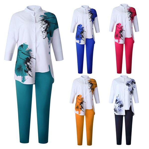 africa women clothing two piece set irregular spilt printing shirts suit pants office ladies blouse solid trousers plus size women's, White
africa women clothing two piece set irregular spilt printing shirts suit pants office ladies blouse solid trousers plus size women's, White