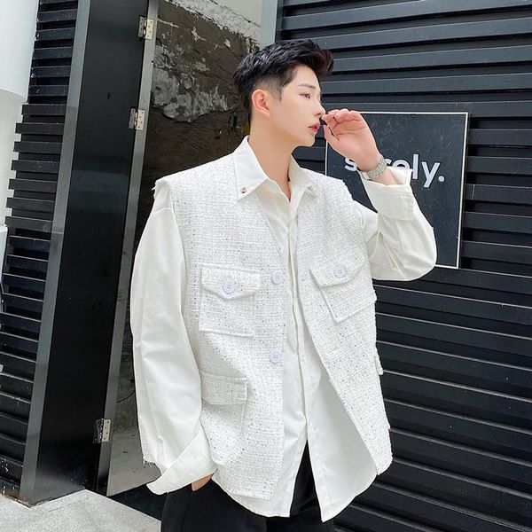 men's vests waistcoat spring and autumn fashion trend french style small fragrance sequins pocket large size sleeveless coat, Black;white
men's vests waistcoat spring and autumn fashion trend french style small fragrance sequins pocket large size sleeveless coat, Black;white