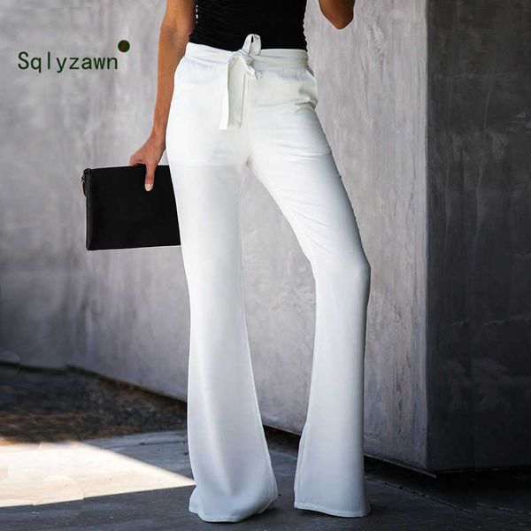 autumn women flare pants elegant flared trousers mid waist white belt ol pants full length women skinny wide leg trousers 210709, Black;white
autumn women flare pants elegant flared trousers mid waist white belt ol pants full length women skinny wide leg trousers 210709, Black;white