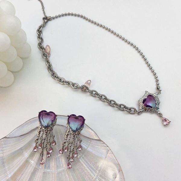 chokers fashion korean blue purple crystal heart choker necklace for women trendy irregular metal tassel party jewelry, Golden;silver
chokers fashion korean blue purple crystal heart choker necklace for women trendy irregular metal tassel party jewelry, Golden;silver
