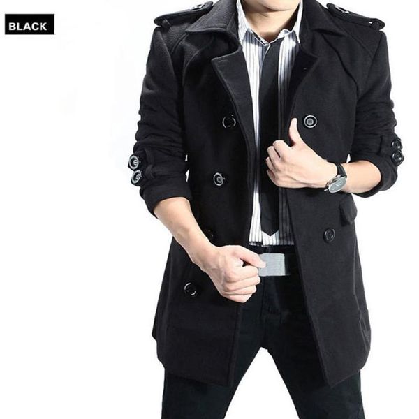 men's wool & blends zacoo men double-breasted woolen coat epaulettes belt solid color lapel middle long overcoat, Black
men's wool & blends zacoo men double-breasted woolen coat epaulettes belt solid color lapel middle long overcoat, Black