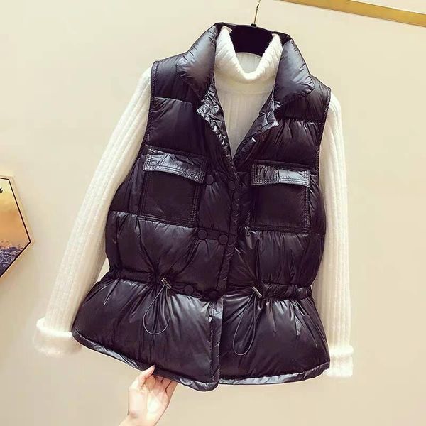 women's vests cotton down vest women winter thick drawstring waistcoat warm pocket woman turn-down collar sleeveless, Black;white
women's vests cotton down vest women winter thick drawstring waistcoat warm pocket woman turn-down collar sleeveless, Black;white