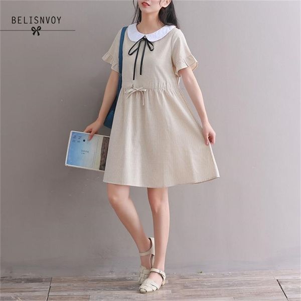 summer women kawaii cute dress mori girl peter pan collar casual loose female elbise short sleeve cotton linen shirt 210520, Black;gray
summer women kawaii cute dress mori girl peter pan collar casual loose female elbise short sleeve cotton linen shirt 210520, Black;gray