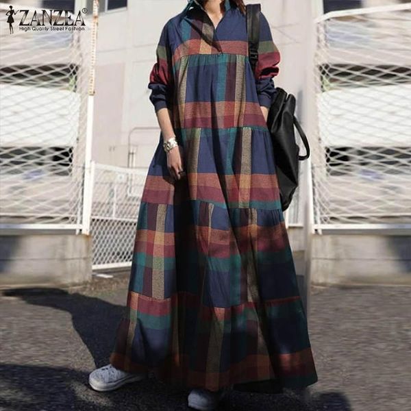 women autumn sundress zanzea vintage plaid checked maxi long dress casual lapel neck sleeve shirt vestidos femme robe 5xl dresses, Black;gray
women autumn sundress zanzea vintage plaid checked maxi long dress casual lapel neck sleeve shirt vestidos femme robe 5xl dresses, Black;gray