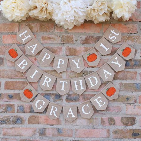 party decoration customized burlap banner happy birthday personalized pumpkin first decorations
party decoration customized burlap banner happy birthday personalized pumpkin first decorations