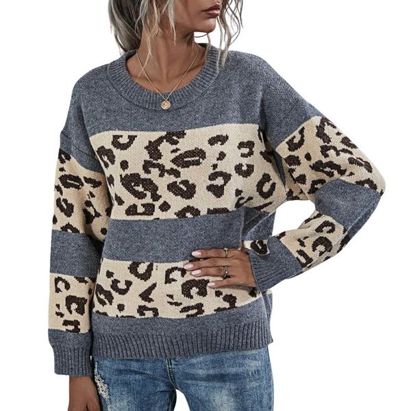 women sweaters autumn and winter adults long sleeve round neck leopard pullover jumpers casual style warm women's, White;black
women sweaters autumn and winter adults long sleeve round neck leopard pullover jumpers casual style warm women's, White;black