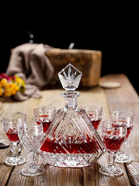 crystal red wine set household whisky goblet creative decanter seven glass and bottle for home drinkware glasses
crystal red wine set household whisky goblet creative decanter seven glass and bottle for home drinkware glasses