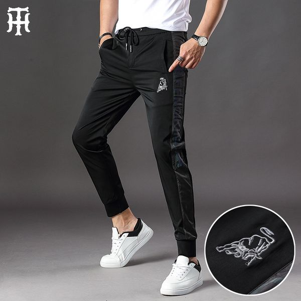 pants fashionable the casual men's summer brand big bull embroidered european stitching loose legged sports, Black
pants fashionable the casual men's summer brand big bull embroidered european stitching loose legged sports, Black