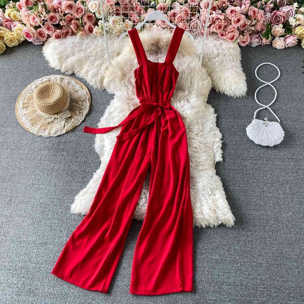 casual yellow/black/red spaghetti strap romper women vintage high waist wide leg playsuit with sashes belt jumpsuit fashion 210426, Black;white
casual yellow/black/red spaghetti strap romper women vintage high waist wide leg playsuit with sashes belt jumpsuit fashion 210426, Black;white