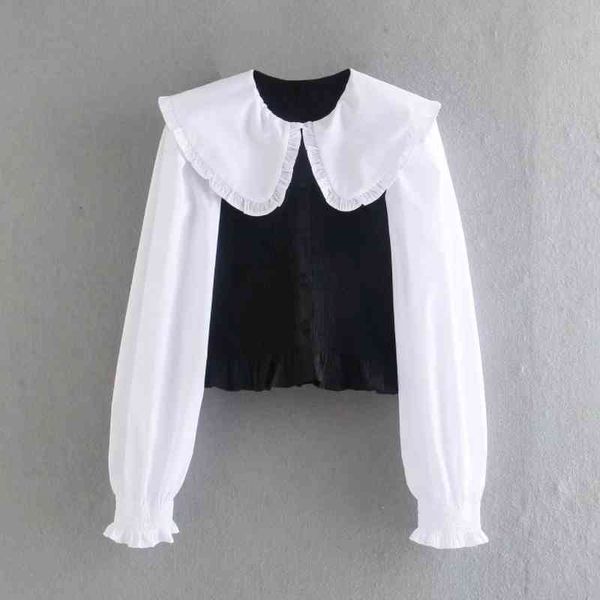 women peter pan collar contrast color splicing stretch blouse female long sleeve shirt casual lady slim blusas s8708 210430, White
women peter pan collar contrast color splicing stretch blouse female long sleeve shirt casual lady slim blusas s8708 210430, White