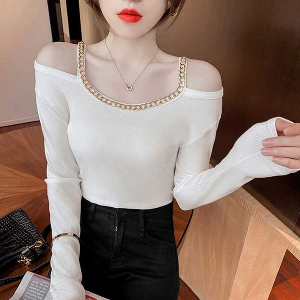 spring off shoulder t shirt women chain t-shirt korean woman clothes slim tshirt female long sleeve autumn 210604, White
spring off shoulder t shirt women chain t-shirt korean woman clothes slim tshirt female long sleeve autumn 210604, White