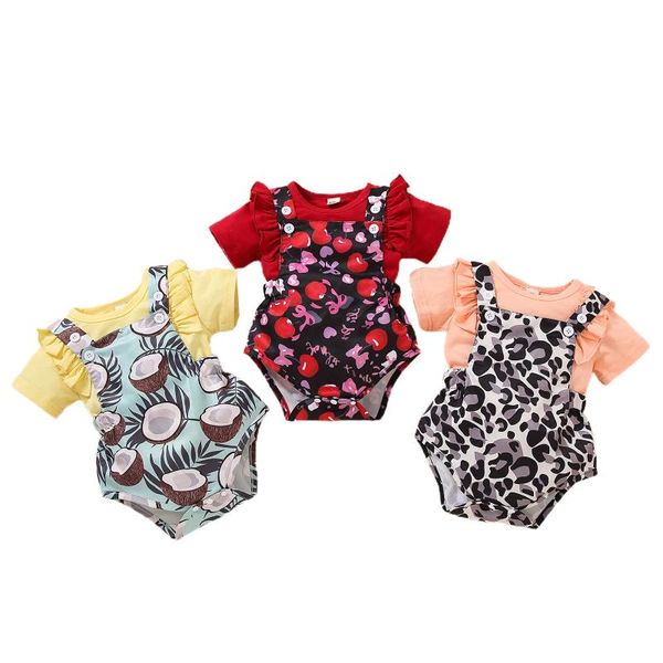 clothing sets summer baby girls clothes set solid color short sleeve o-neck t shirt + leopard/fruit print suspender shorts, White
clothing sets summer baby girls clothes set solid color short sleeve o-neck t shirt + leopard/fruit print suspender shorts, White