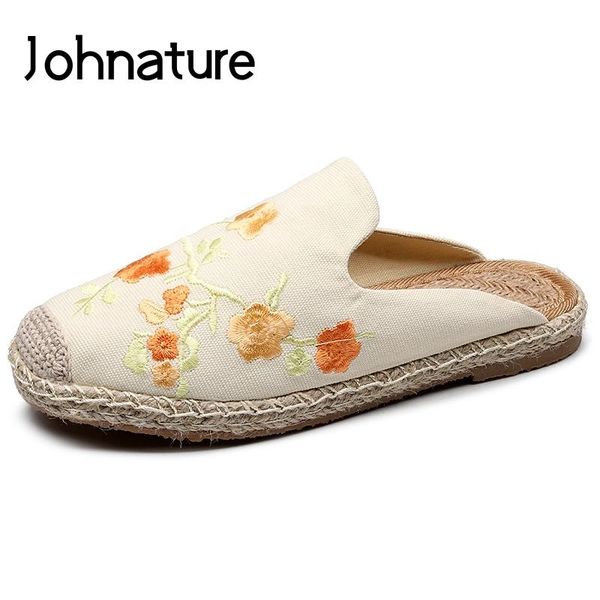 slippers johnature 2021 handmade embroidered floral round toe canvas linen cotton outside summer beach shoes woman slides, Black
slippers johnature 2021 handmade embroidered floral round toe canvas linen cotton outside summer beach shoes woman slides, Black