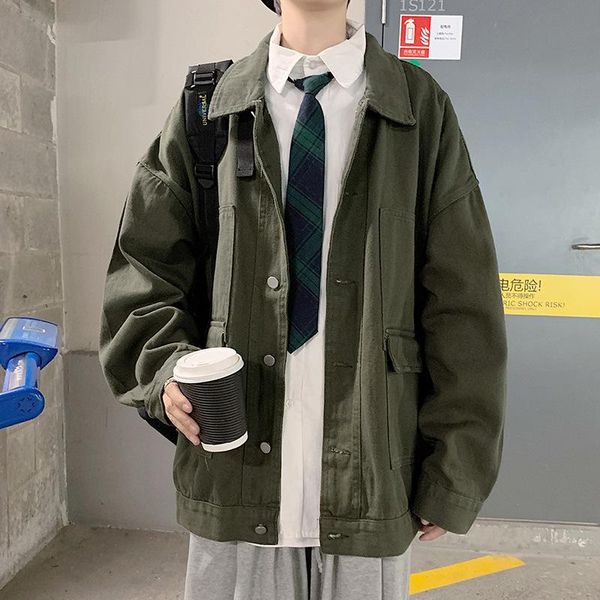 men's jackets spring jacket 2021 men cargo coat turn-down collar solid casual loose clothing streetwear oversized jaqueta masculina, Black;brown
men's jackets spring jacket 2021 men cargo coat turn-down collar solid casual loose clothing streetwear oversized jaqueta masculina, Black;brown
