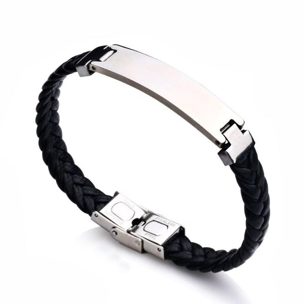 charm bracelets punk luxury classic black stainless steel clasp braided leather bracelet men for women lover bangle gift wholes, Golden;silver
charm bracelets punk luxury classic black stainless steel clasp braided leather bracelet men for women lover bangle gift wholes, Golden;silver