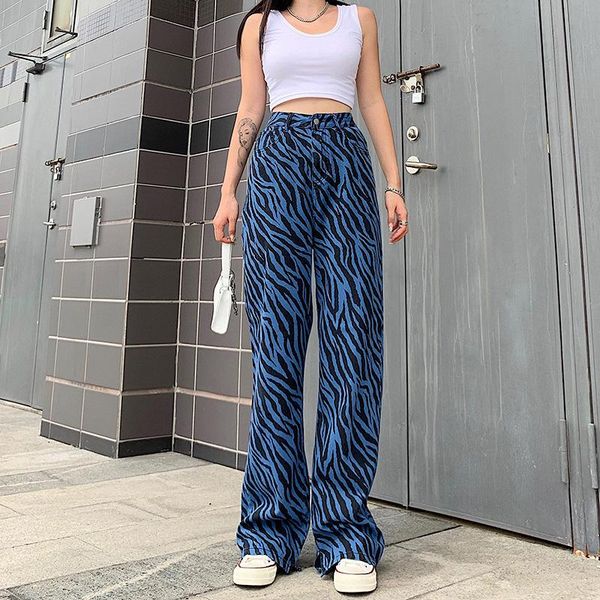 women's jeans summer printed streetwear high waist straight loose denim pants traf wide leg jean trousers for women, Blue
women's jeans summer printed streetwear high waist straight loose denim pants traf wide leg jean trousers for women, Blue