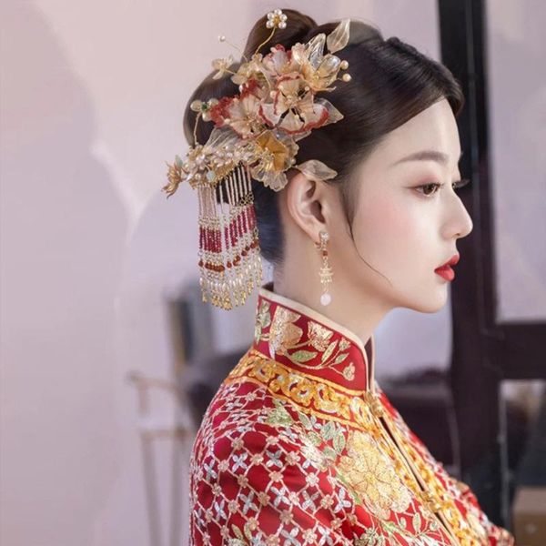 earrings & necklace women's chinese classic hair clips jewelry set ancient wedding bride headdress accessories red fairy dragons and ph, Silver
earrings & necklace women's chinese classic hair clips jewelry set ancient wedding bride headdress accessories red fairy dragons and ph, Silver