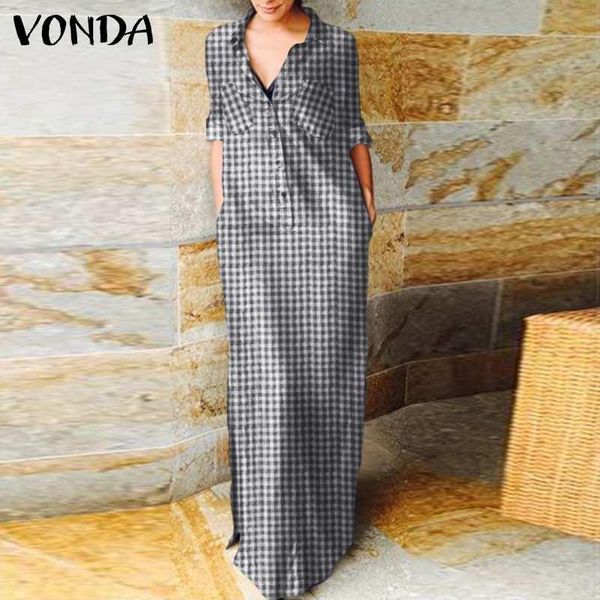 casual dresses vonda women maxi dress 2021 lapel button down vintage plaid shirt long sleeve sundress bohemian vestido, Black;gray
casual dresses vonda women maxi dress 2021 lapel button down vintage plaid shirt long sleeve sundress bohemian vestido, Black;gray