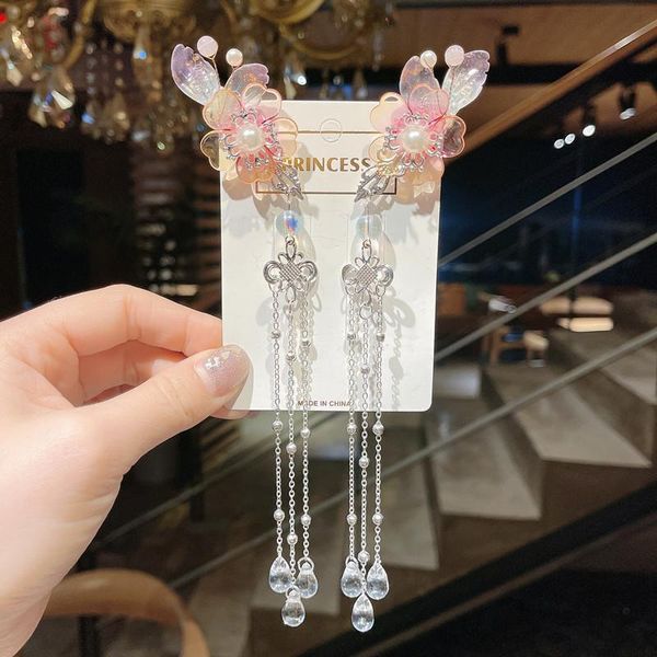 antique hair ornaments hanfu headdress hairpin girls hairpins step by flower long chain children's costume tassel accessories, Slivery;white 
antique hair ornaments hanfu headdress hairpin girls hairpins step by flower long chain children's costume tassel accessories, Slivery;white