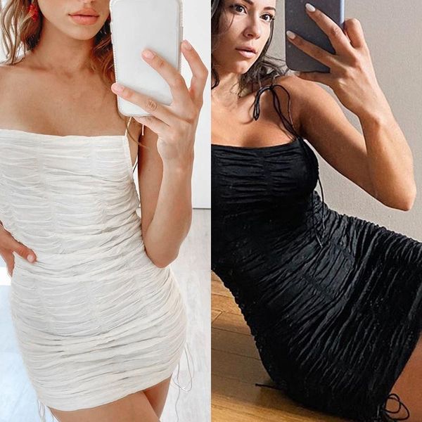 casual dresses ruched spaghetti strap mini dress women lace up sleeveless elastic slim backless summer, Black;gray
casual dresses ruched spaghetti strap mini dress women lace up sleeveless elastic slim backless summer, Black;gray