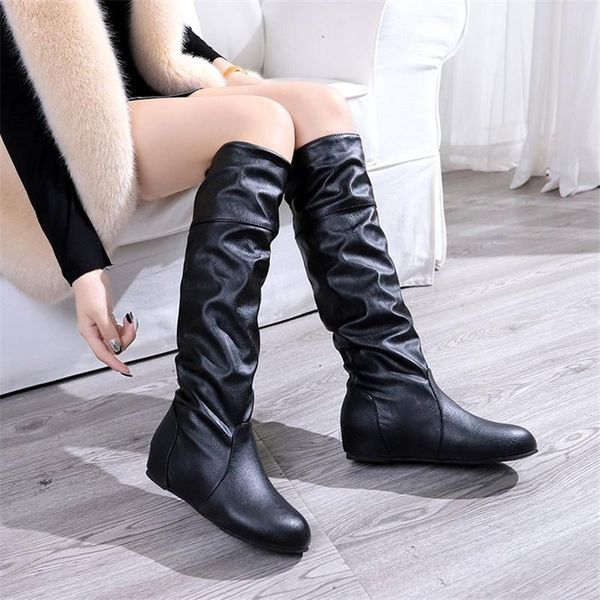 boots winter over the knee women natural leather thick high heel thigh pleated long flat shoes ladies, Black
boots winter over the knee women natural leather thick high heel thigh pleated long flat shoes ladies, Black