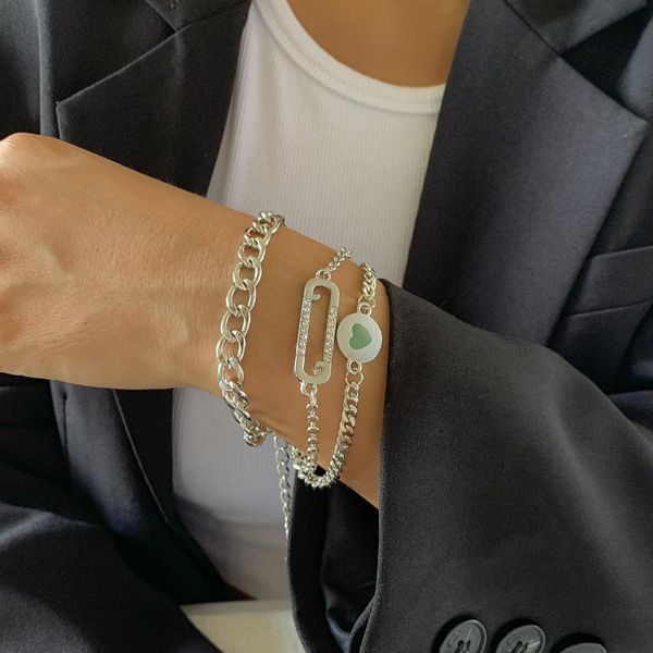 link, chain trendy jewelry 3 pcs geometric metal charm bracelet 2021 design shiny crystal for women gifts, Black
link, chain trendy jewelry 3 pcs geometric metal charm bracelet 2021 design shiny crystal for women gifts, Black
