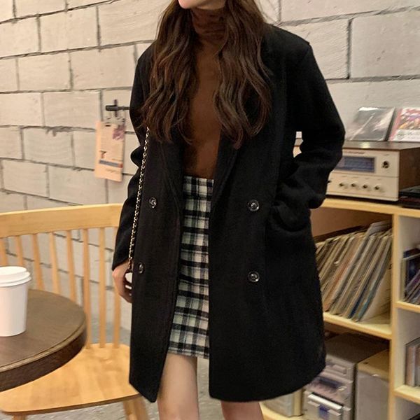 women's wool & blends business suit for woman blazer female clothes spring winter autumn 2021 black thick loose long cloth coats d0168
women's wool & blends business suit for woman blazer female clothes spring winter autumn 2021 black thick loose long cloth coats d0168