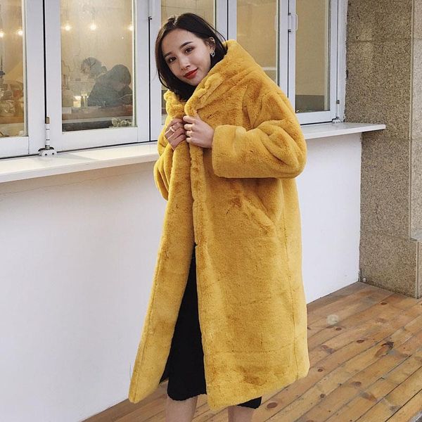 women's fur & faux fashion winter rex coat women hooded long imitation mink thick warm plush overcoat loose ladies jacket, Black
women's fur & faux fashion winter rex coat women hooded long imitation mink thick warm plush overcoat loose ladies jacket, Black