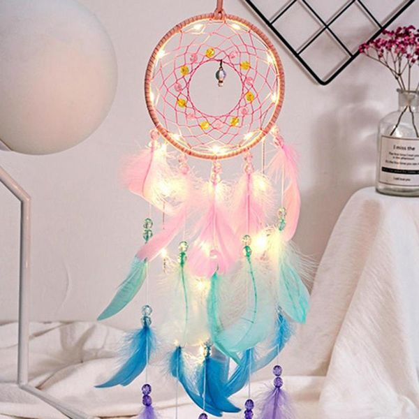 decorative objects & figurines 2021 wall dreamcatcher led handmade feather dream catcher braided wind chimes art for hanging home decoration 
decorative objects & figurines 2021 wall dreamcatcher led handmade feather dream catcher braided wind chimes art for hanging home decoration