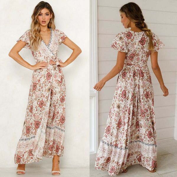 women high waist summer boho floral print short sleeve beach dress new fashion ladies v-neck long dress sundressby air, Black;white
women high waist summer boho floral print short sleeve beach dress new fashion ladies v-neck long dress sundressby air, Black;white
