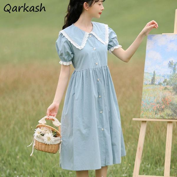 casual dresses women cute puff sleeve leisure ins patchwork korean vestidos summer holiday chic sweet style turn down collar tunic, Black;gray
casual dresses women cute puff sleeve leisure ins patchwork korean vestidos summer holiday chic sweet style turn down collar tunic, Black;gray