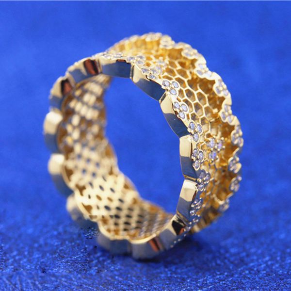 18ct gold plated shine honeycomb lace ring with cz stones fit pandora charm jewelry engagement wedding lovers fashion ring, Silver
18ct gold plated shine honeycomb lace ring with cz stones fit pandora charm jewelry engagement wedding lovers fashion ring, Silver
