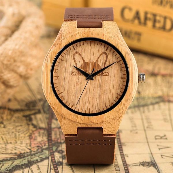wristwatches cute dog round dial male genuine leather quartz wristwatch coffee brown watch strap natural bamboo casual men's watches, Slivery;brown
wristwatches cute dog round dial male genuine leather quartz wristwatch coffee brown watch strap natural bamboo casual men's watches, Slivery;brown