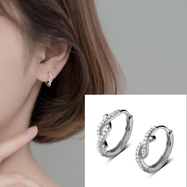hoop & huggie 925 sterling silver wave cz paved endless earrings a1882, Golden;silver 
hoop & huggie 925 sterling silver wave cz paved endless earrings a1882, Golden;silver