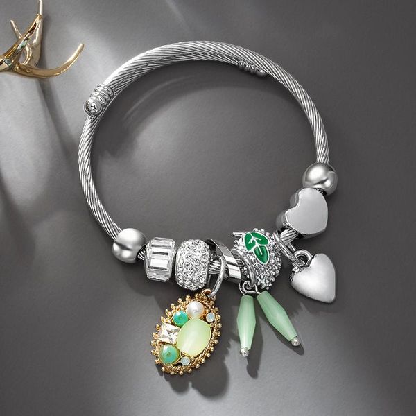 bangle fashion women bracelet jewelry 2021 silver color stainless steel leaf love heart crystal bead cuff bracelets bangles accessories, Black
bangle fashion women bracelet jewelry 2021 silver color stainless steel leaf love heart crystal bead cuff bracelets bangles accessories, Black