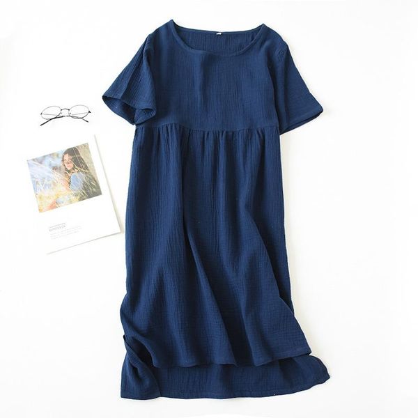 women's sleepwear 100% cotton ladies crepe short sleeve skirt loose home dress can be worn outside summer nightdress, Black;red
women's sleepwear 100% cotton ladies crepe short sleeve skirt loose home dress can be worn outside summer nightdress, Black;red