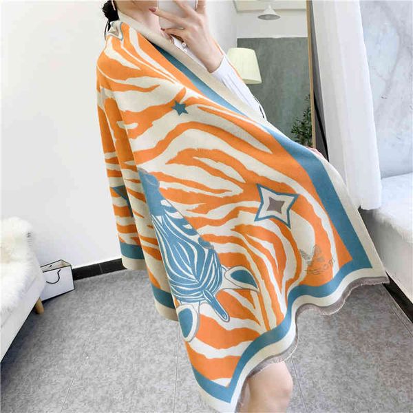 design 2021 new women's cloak shawl autumn warm tassel purpose thickened scarf, Blue;gray
design 2021 new women's cloak shawl autumn warm tassel purpose thickened scarf, Blue;gray