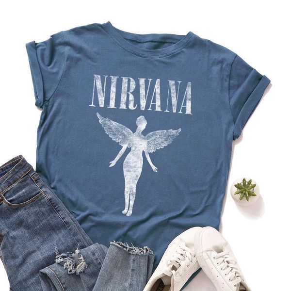 summer 100% cotton nirvana print womens short sleeve tees harajuku angel plus size t shirt streetwear woman shirts, White
summer 100% cotton nirvana print womens short sleeve tees harajuku angel plus size t shirt streetwear woman shirts, White
