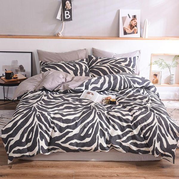 zebra pattern 40s egyptian cotton linens twin king size quilt cover 220x240 bedding set for home sets