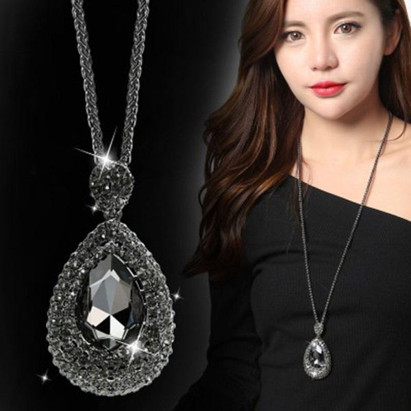 chains earringdiamond-studded atmospheric water drop sweater chain long wild personality simple r necklace female accessories ornaments, Silver 
chains earringdiamond-studded atmospheric water drop sweater chain long wild personality simple r necklace female accessories ornaments, Silver