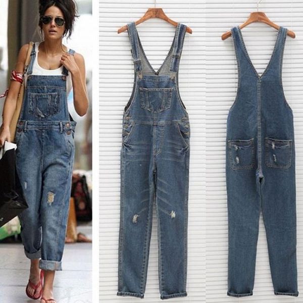 women's jeans lugentolo ripped overalls streetwear fashion mid waist pockets full length loose denim trousers, Blue
women's jeans lugentolo ripped overalls streetwear fashion mid waist pockets full length loose denim trousers, Blue
