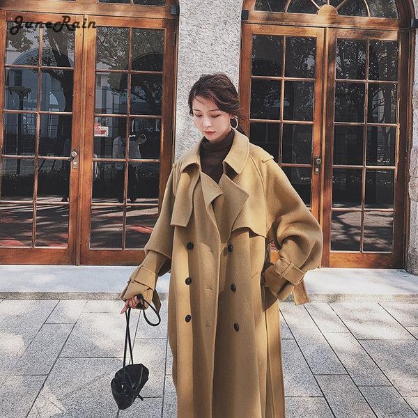 women's trench coats junerain women autumn winter oversize long wool coat jacket sashes 2021 double breasted woolen overcoat cloak casu, Tan;black
women's trench coats junerain women autumn winter oversize long wool coat jacket sashes 2021 double breasted woolen overcoat cloak casu, Tan;black