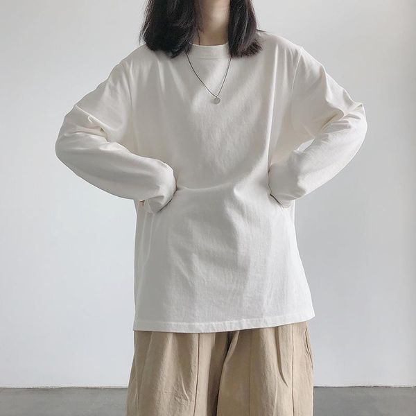 women's t-shirt spring casual oversize blank shirt bottoming slim round neck urban leisure, White
women's t-shirt spring casual oversize blank shirt bottoming slim round neck urban leisure, White