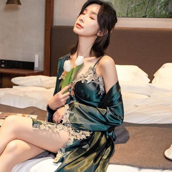 women's sleepwear 2pcs lace kimono robe gown women bathrobe set satin bridal wedding gift lounge wear lingerie casual nightwe, Black;red
women's sleepwear 2pcs lace kimono robe gown women bathrobe set satin bridal wedding gift lounge wear lingerie casual nightwe, Black;red