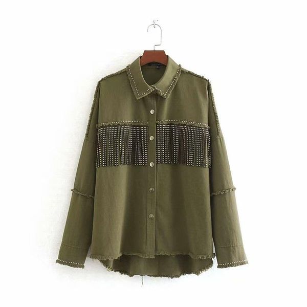 women's jackets vintage stylish fringe beaded loose denim jacket coat women 2021 fashion long sleeve fray trim female outerwear chic 2, Black;brown
women's jackets vintage stylish fringe beaded loose denim jacket coat women 2021 fashion long sleeve fray trim female outerwear chic 2, Black;brown