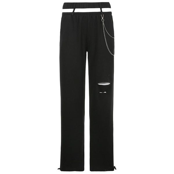 women's pants & capris women loose style with decorative chain, black solid color high waist hollow out trousers, s/ / l, Black;white
women's pants & capris women loose style with decorative chain, black solid color high waist hollow out trousers, s/ / l, Black;white