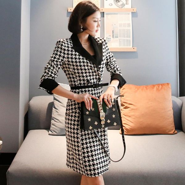 women's suits & blazers runway 2021 autumn korean temperament double-breasted slim color matching houndstooth long suit jacket female, White;black
women's suits & blazers runway 2021 autumn korean temperament double-breasted slim color matching houndstooth long suit jacket female, White;black